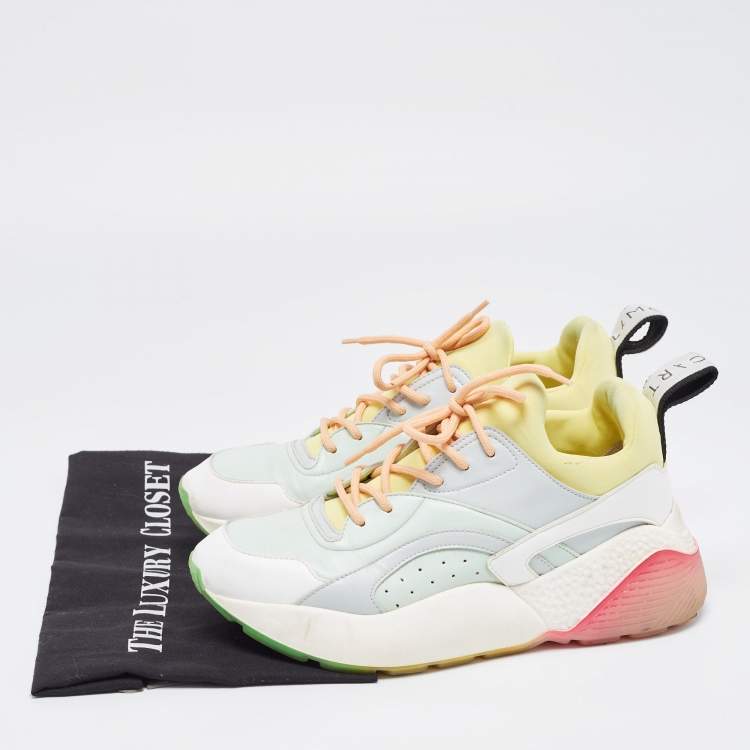 Pre Owned Stella McCartney Multicolor Faux Leather and Neoprene Eclypse Sneakers Size 39