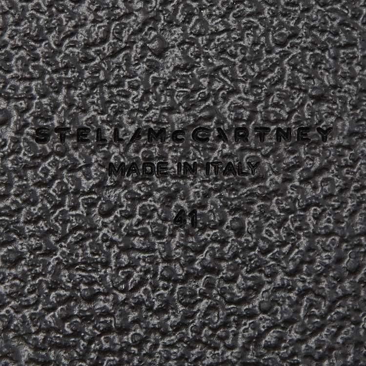 Pre Owned Stella McCartney Black/White Faux Leather Vesta Slide Slippers Size 41