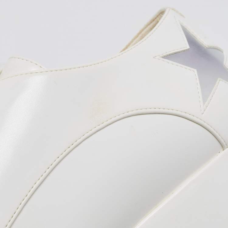 مملوكة مسبقًا Stella McCartney White Faux Leather Elyse Star Platform Derby Sneakers Size 38