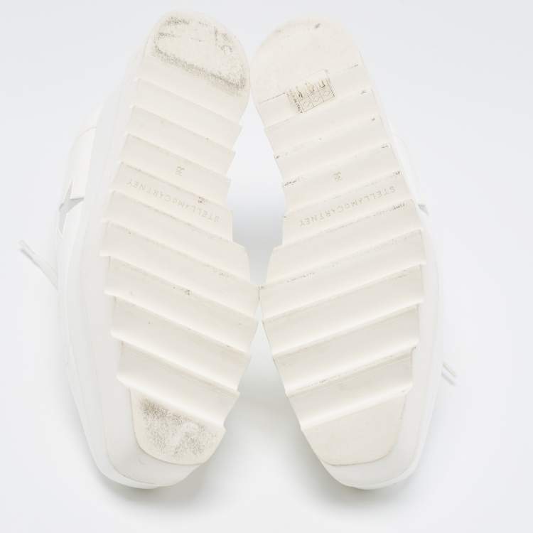 مملوكة مسبقًا Stella McCartney White Faux Leather Elyse Star Platform Derby Sneakers Size 38