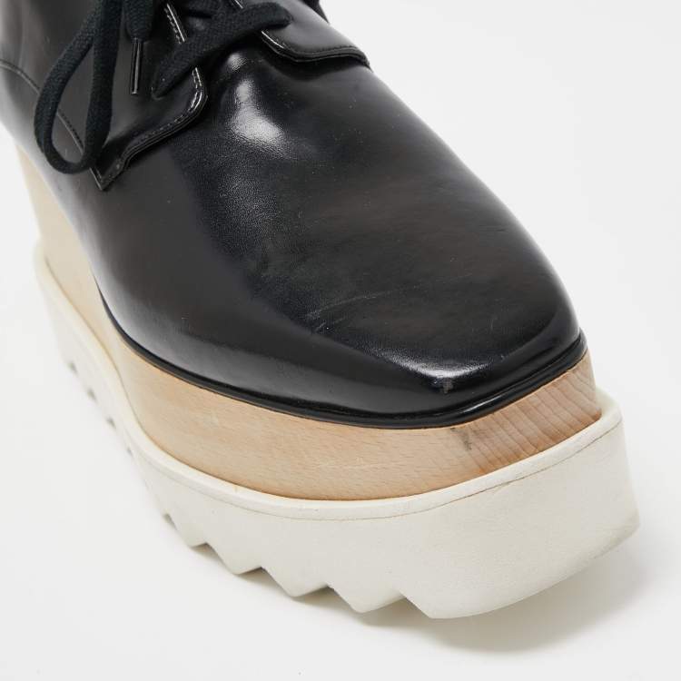 Pre Owned Stella McCartney Black Faux Leather Elyse Sneakers Size 36