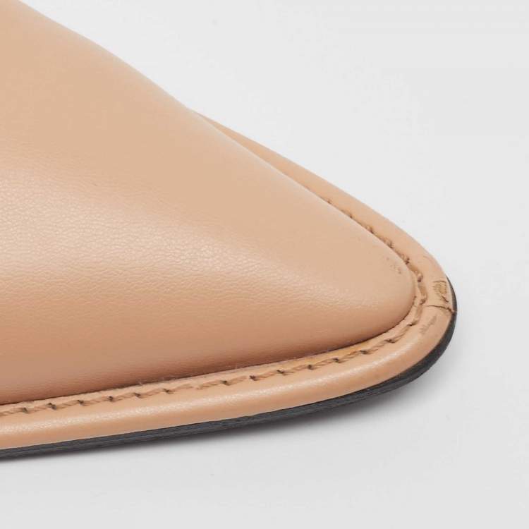 Pre Owned Stella McCartney Beige Faux Leather Pointed Toe Mules Size 37