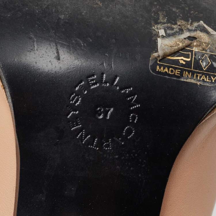 Pre Owned Stella McCartney Beige Faux Leather Pointed Toe Mules Size 37