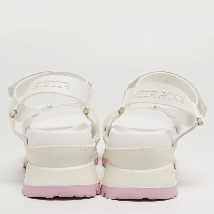Pre Owned Stella McCartney White Faux Leather Trace Platform Sandals Size 40