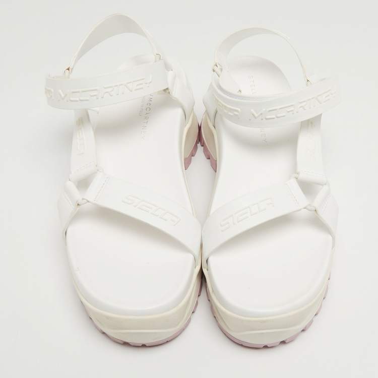 Pre Owned Stella McCartney White Faux Leather Trace Platform Sandals Size 40