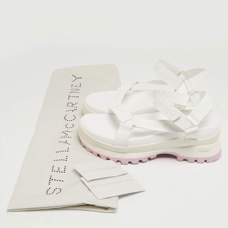 Pre Owned Stella McCartney White Faux Leather Trace Platform Sandals Size 40