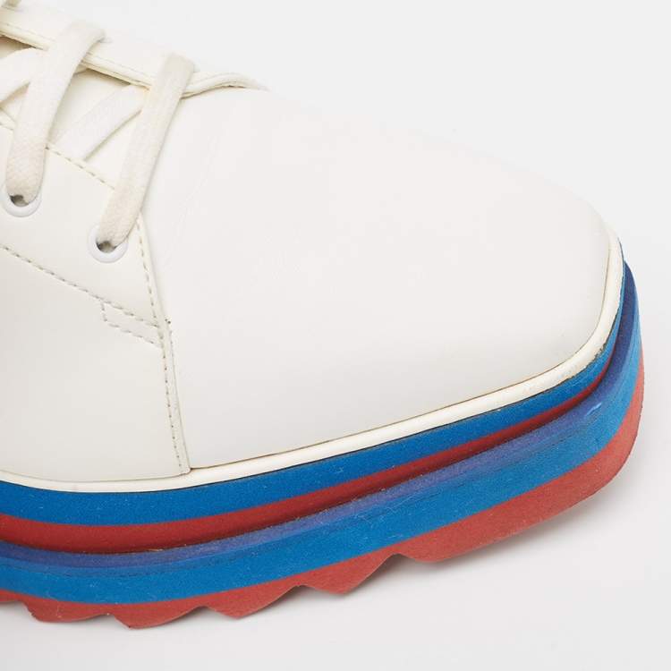 Pre Owned Stella McCartney White Faux Leather  and Suede Elyse Platform Sneakers Size 38