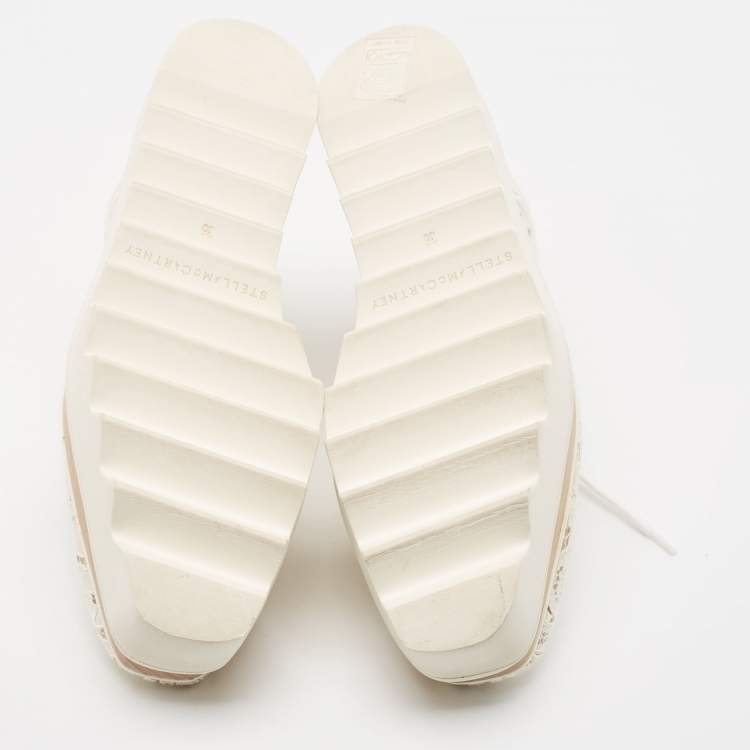 Pre Owned Stella McCartney White Lace Elyse Platform Lace Up Sneakers Size 36