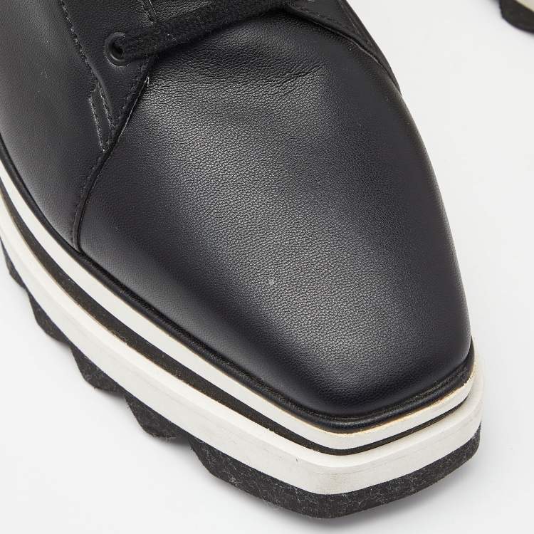 Pre Owned Stella McCartney Black Faux Leather Platform Sneakers Size 38