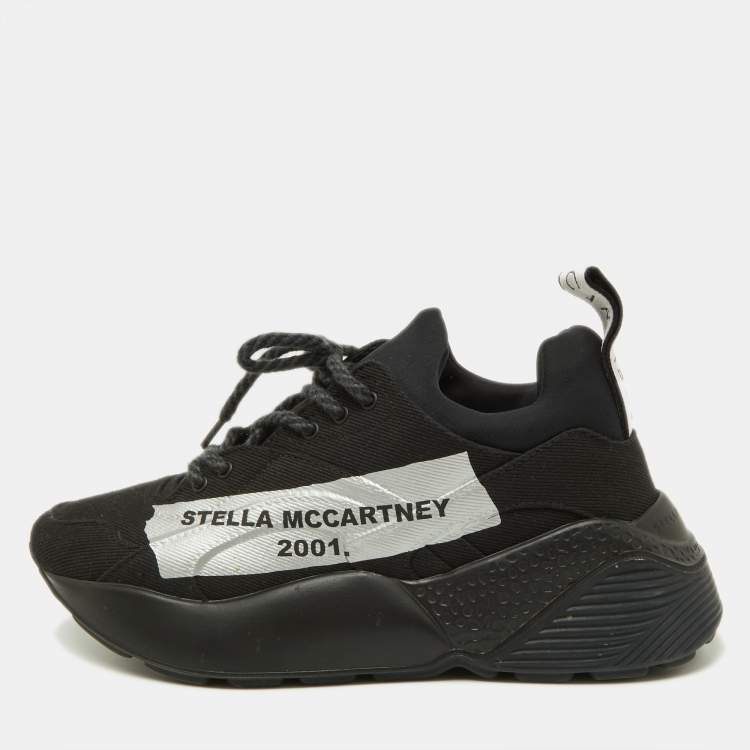 Pre Owned Stella McCartney Black Canvas Eclypse Logo Low Top Sneakers Size 38