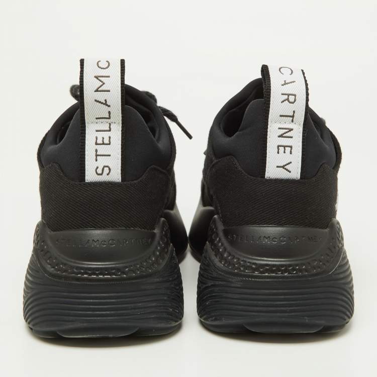Pre Owned Stella McCartney Black Canvas Eclypse Logo Low Top Sneakers Size 38