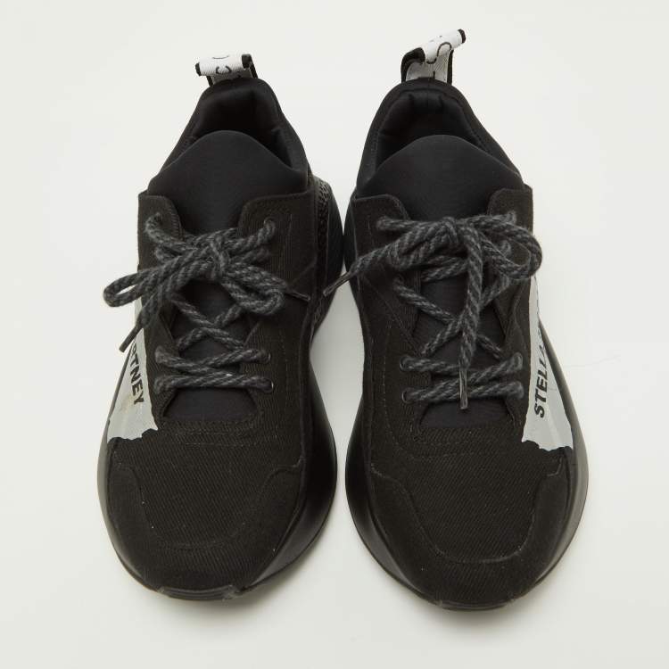 Pre Owned Stella McCartney Black Canvas Eclypse Logo Low Top Sneakers Size 38