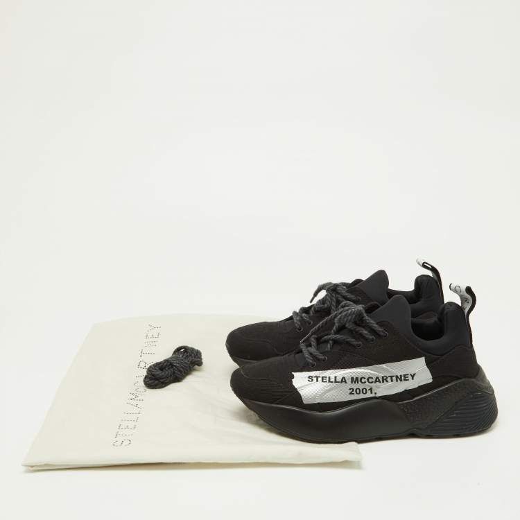 Pre Owned Stella McCartney Black Canvas Eclypse Logo Low Top Sneakers Size 38
