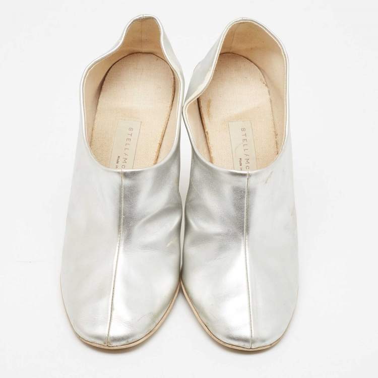 Pre Owned Stella McCartney Silver Faux Leather Pumps Size 37