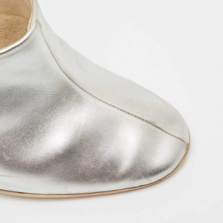 Pre Owned Stella McCartney Silver Faux Leather Pumps Size 37