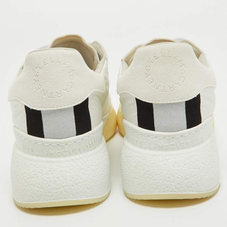 Pre Owned Stella McCartney  White Faux Suede and Faux Leather Athletic Sneakers Size 41