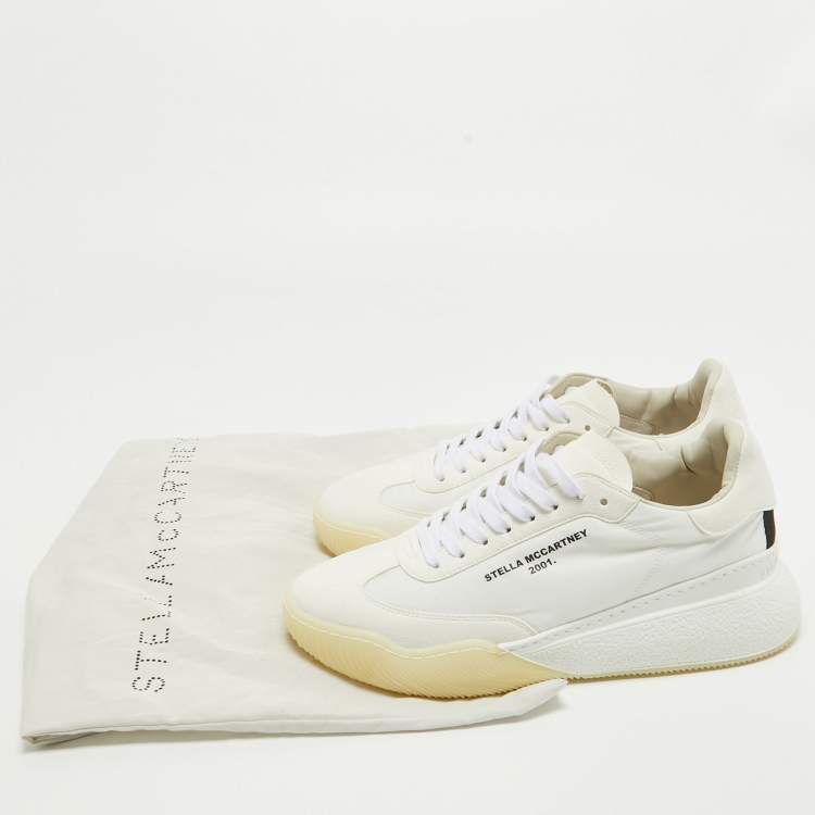 Pre Owned Stella McCartney  White Faux Suede and Faux Leather Athletic Sneakers Size 41
