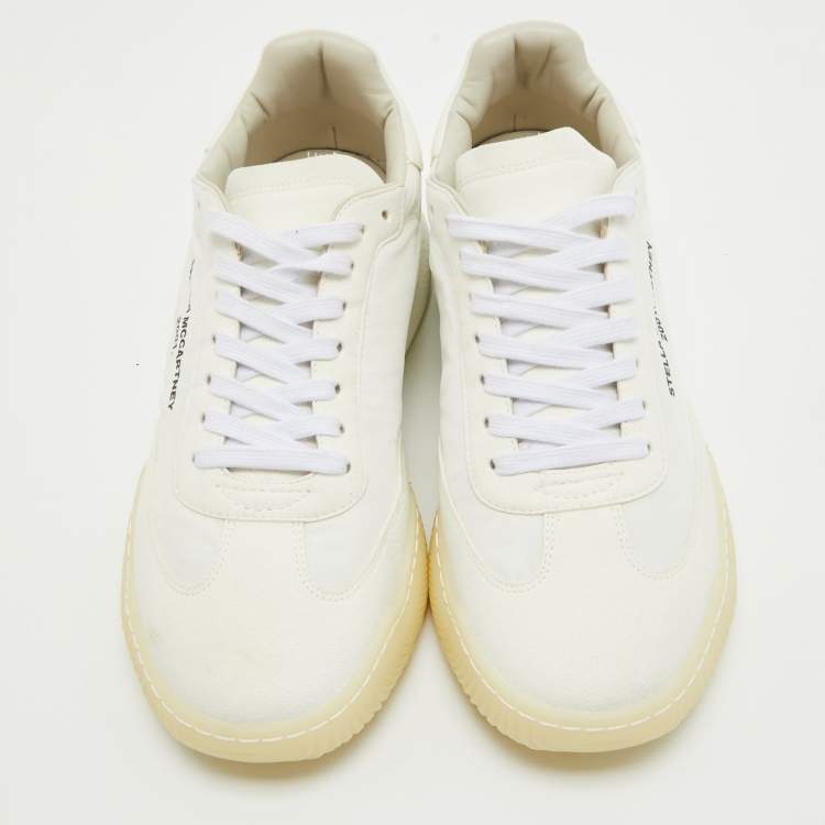 Pre Owned Stella McCartney  White Faux Suede and Faux Leather Athletic Sneakers Size 41