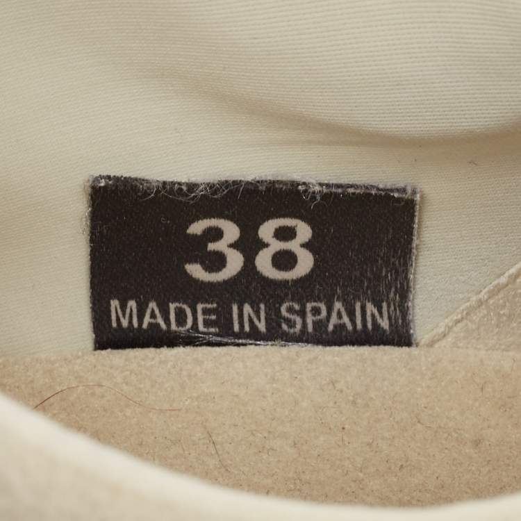 Pre Owned Stella McCartney Cream/White Faux Suede And Faux Leather Eclypse Velcro Strap Sneakers Size 38 