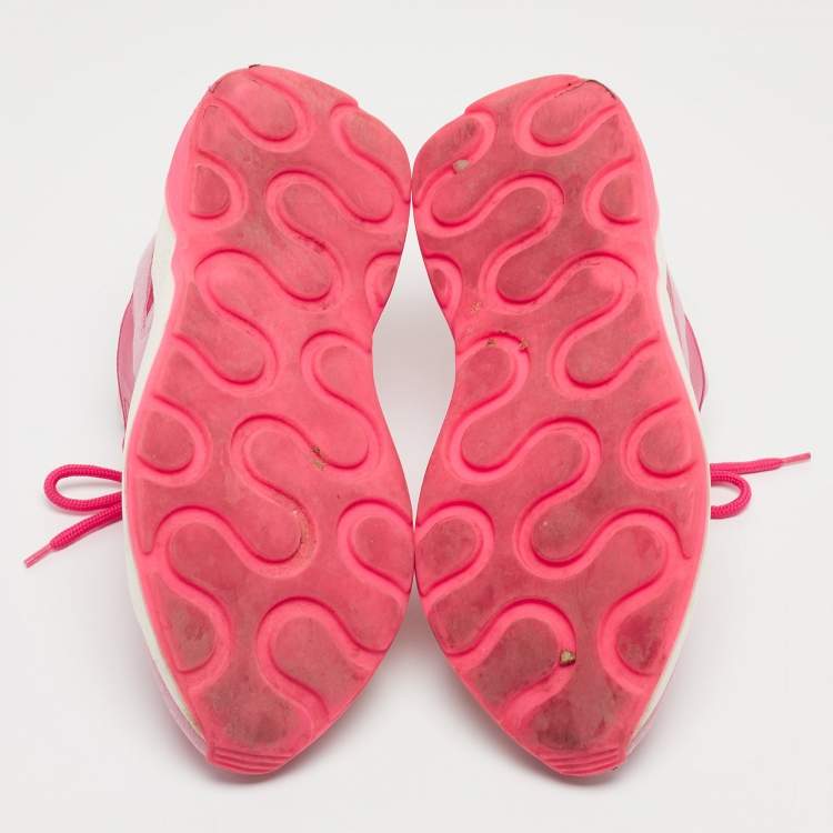 Pre Owned Stella McCartney Pink/Red Nylon and Faux Suede Chunky Sneakers Size 38