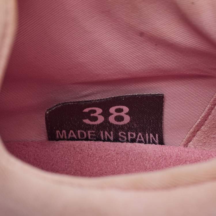 Pre Owned Stella McCartney Pink/Red Nylon and Faux Suede Chunky Sneakers Size 38