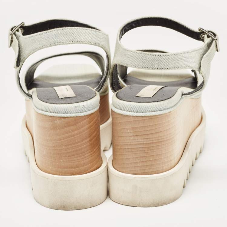 Pre Owned Stella McCartney Blue Denim  Elyse Star Platform Ankle Strap Sandals Size 37.5