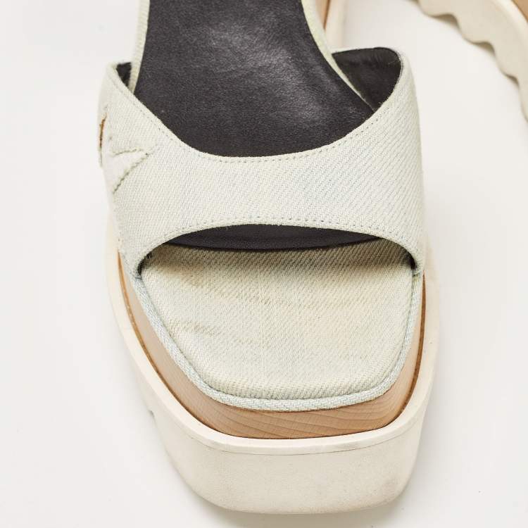 Pre Owned Stella McCartney Blue Denim  Elyse Star Platform Ankle Strap Sandals Size 37.5