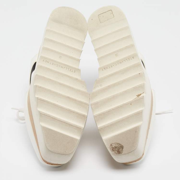 Pre Owned Stella McCartney White Faux Leather Elyse Cut-Out Platform Derby Size 38