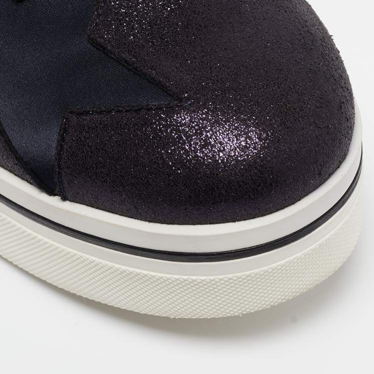 Pre Owned Stella McCartney Metallic Faux Leather Elyse Star  Slip On Sneakers Size 41