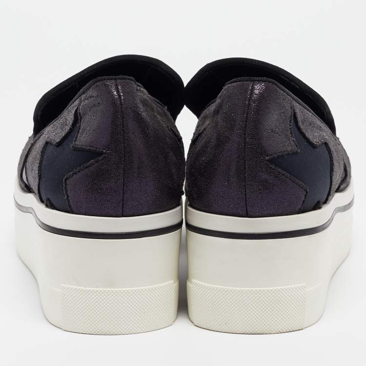 Pre Owned Stella McCartney Metallic Faux Leather Elyse Star  Slip On Sneakers Size 41