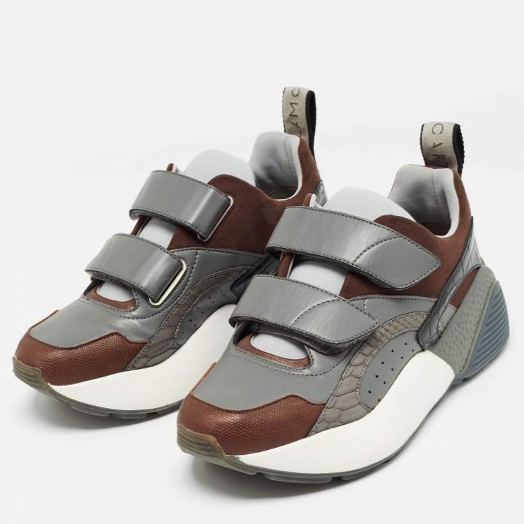 Pre Owned Stella McCartney Multicolor Faux Leather and Faux Suede Eclypse Sneakers Size 39
