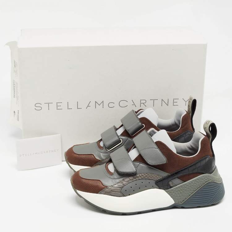 Pre Owned Stella McCartney Multicolor Faux Leather and Faux Suede Eclypse Sneakers Size 39