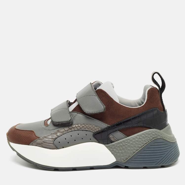 Pre Owned Stella McCartney Multicolor Faux Leather and Faux Suede Eclypse Sneakers Size 39