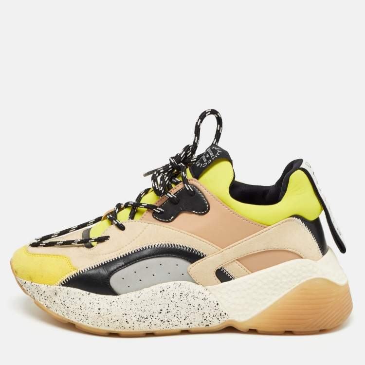 Pre Owned Stella McCartney Multicolor Faux Leather and Faux Suede Eclypse Sneakers Size 39
