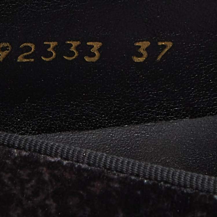 Pre Owned Stella McCartney Brown/Black Velvet Binx Star Platform Slip On Sneakers Size 37