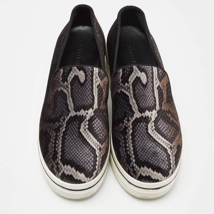 Pre Owned Stella McCartney Brown/Black Velvet Binx Star Platform Slip On Sneakers Size 37