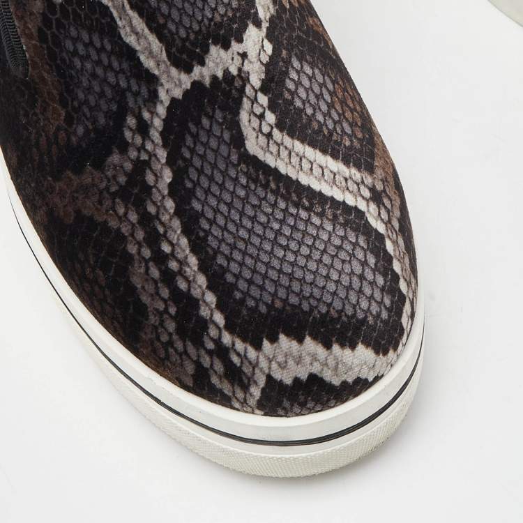 Pre Owned Stella McCartney Brown/Black Velvet Binx Star Platform Slip On Sneakers Size 37