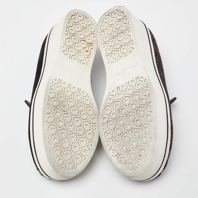 Pre Owned Stella McCartney Brown/Black Velvet Binx Star Platform Slip On Sneakers Size 37