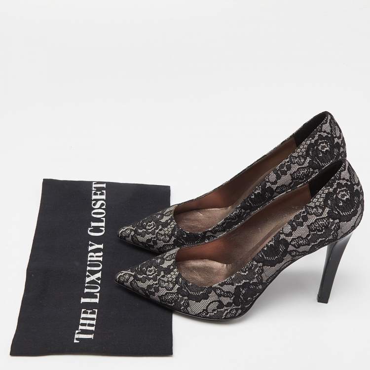 Pre Owned Stella McCartney Black Lace Pointed Toe Pumps Size 39