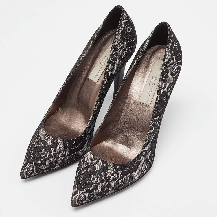 Pre Owned Stella McCartney Black Lace Pointed Toe Pumps Size 39