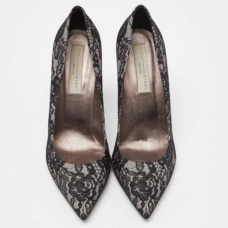 Pre Owned Stella McCartney Black Lace Pointed Toe Pumps Size 39