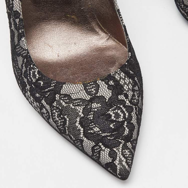 Pre Owned Stella McCartney Black Lace Pointed Toe Pumps Size 39