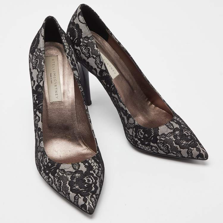 Pre Owned Stella McCartney Black Lace Pointed Toe Pumps Size 39