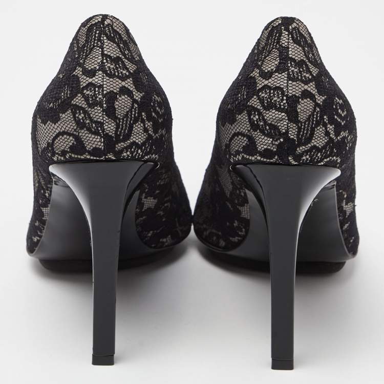 Pre Owned Stella McCartney Black Lace Pointed Toe Pumps Size 39