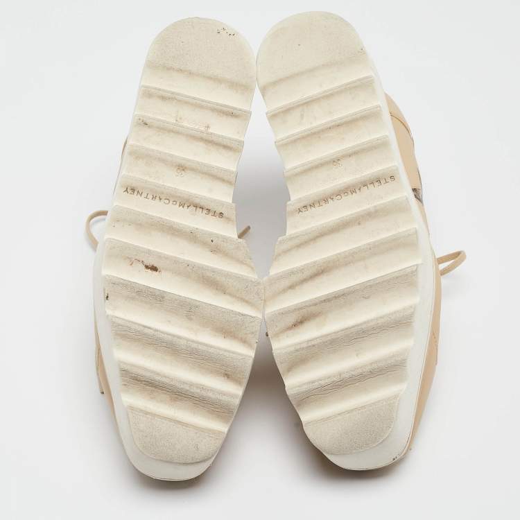 Pre Owned Stella McCartney Beige Faux Leather  Elyse Star  Sneakers Size 36