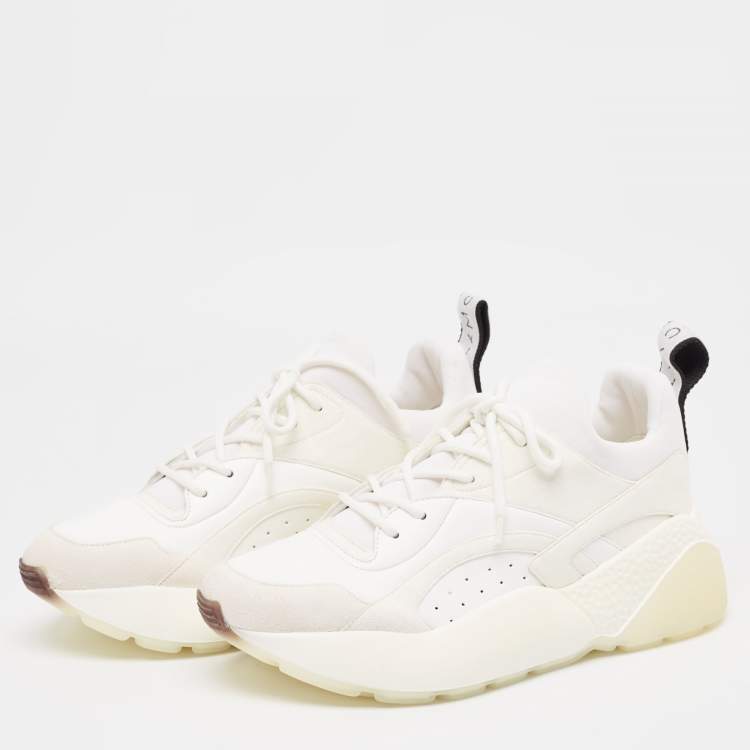 Pre Owned Stella McCartney Grey/White Faux Suede and Faux Leather Eclypse Sneakers Size 39
