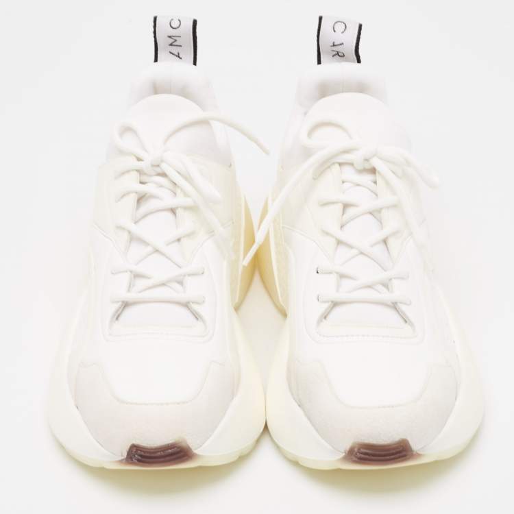 Pre Owned Stella McCartney Grey/White Faux Suede and Faux Leather Eclypse Sneakers Size 39