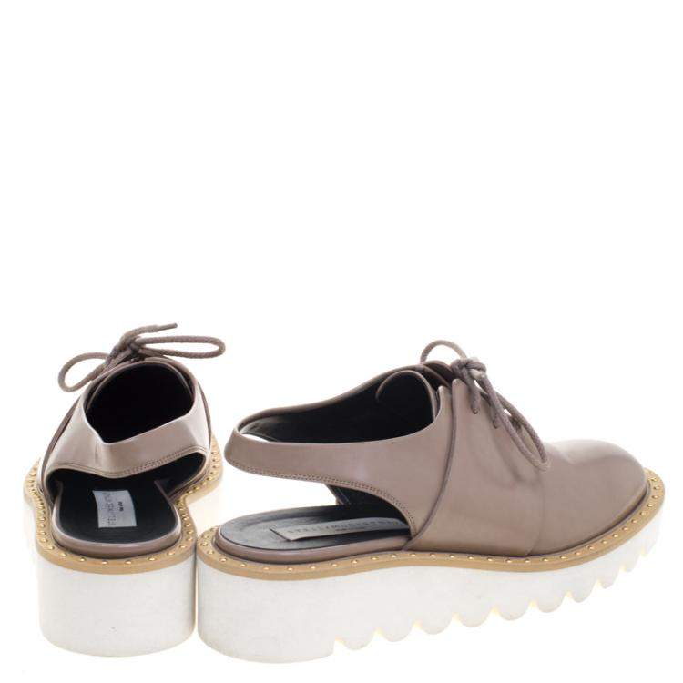 Pre Owned Stella McCartney Beige Faux Leather Slingback Oxfords Size 37