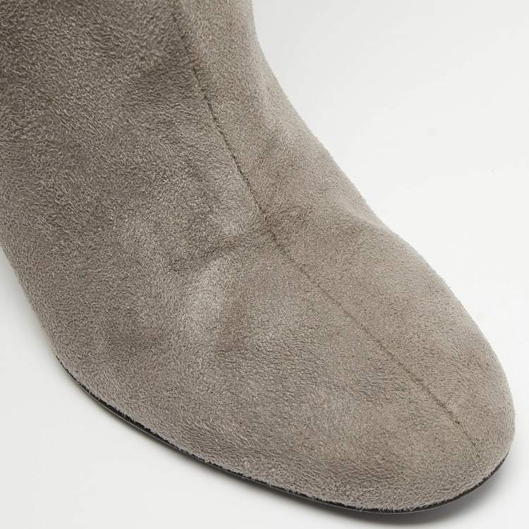 Pre Owned Stella McCartney Grey Suede Knee Length Boots Size 39