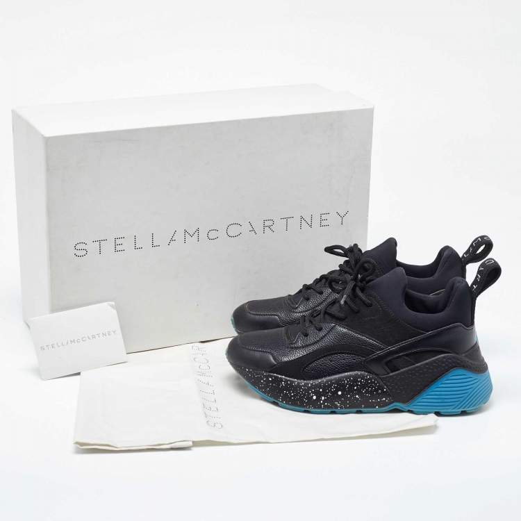 Pre Owned Stella McCartney Black Faux Leather And Faux Suede Eclypse Velcro Low Top Sneakers Size 36